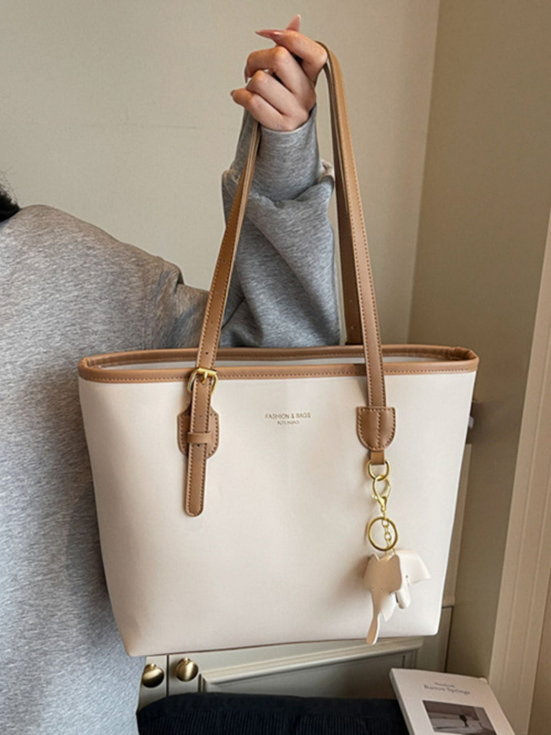 Contrast Leather Shoulder Bag