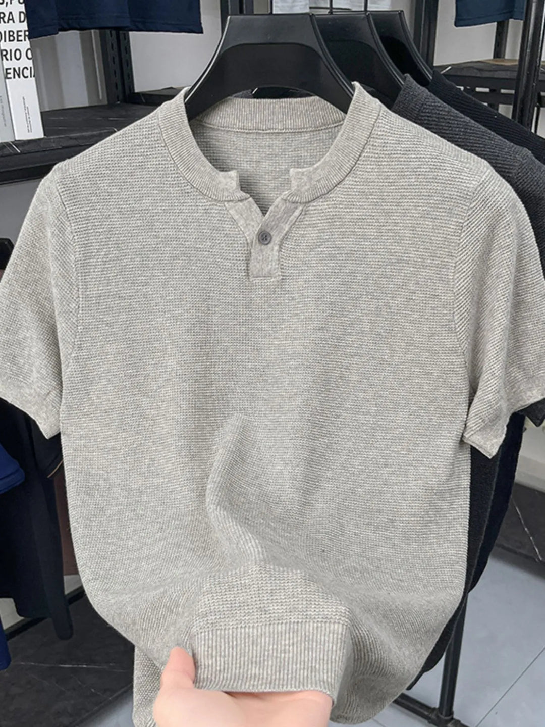 Men's Plus Size Notched Short Sleeve T-Shirt