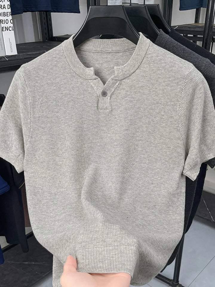 Men's Plus Size Notched Short Sleeve T-Shirt