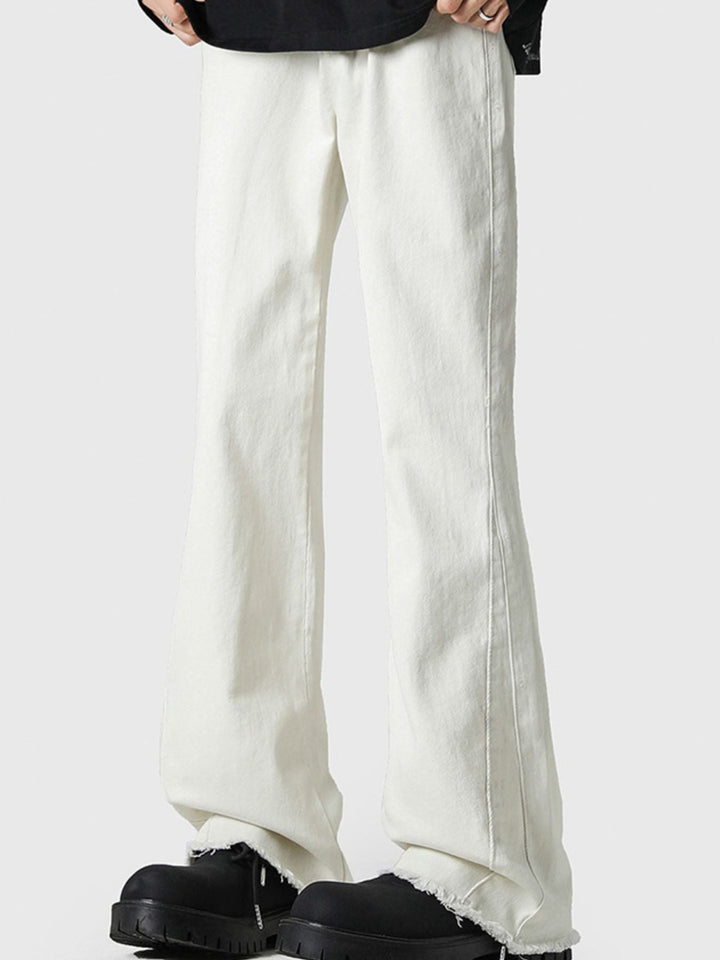 Men's Full Size Raw Hem Flare Jeans Plus Size