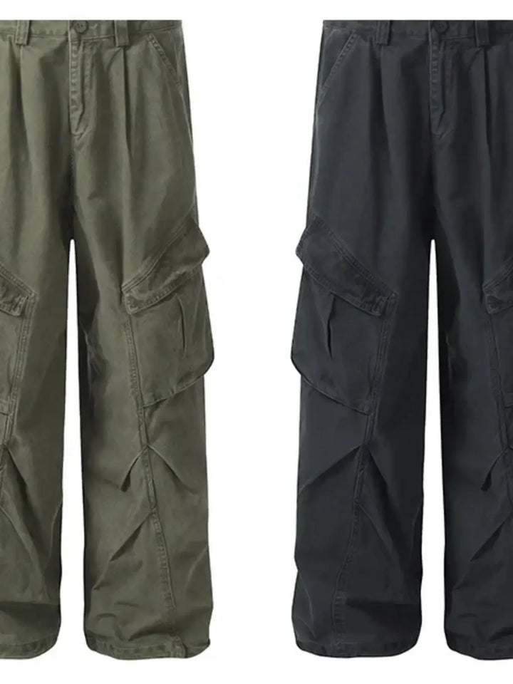 Men's Wide Leg Cargo Pants with Multi Pockets