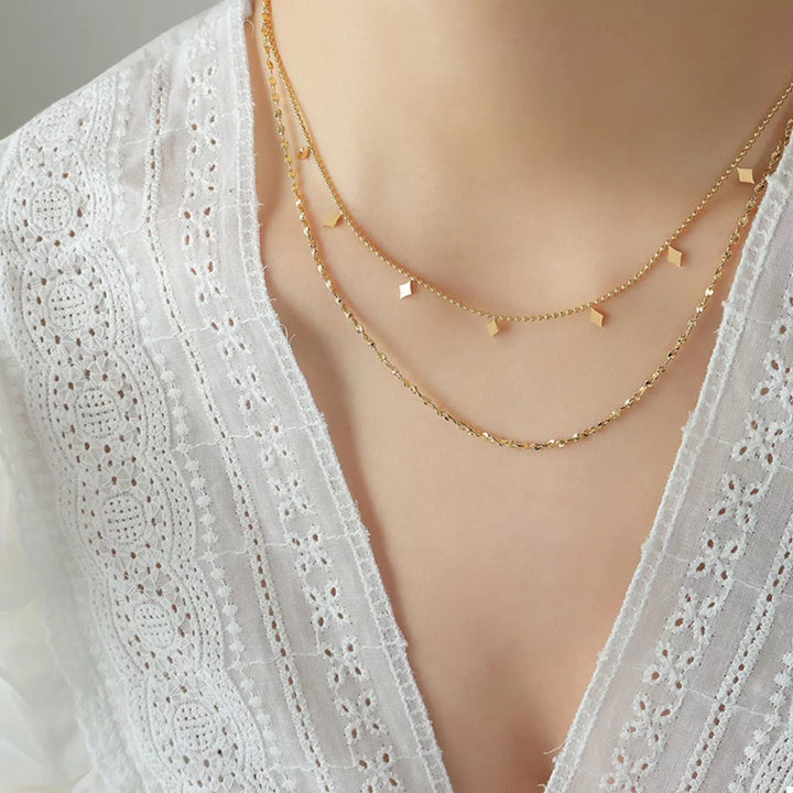 18K Gold-Plated Titanium Steel Layered Necklace