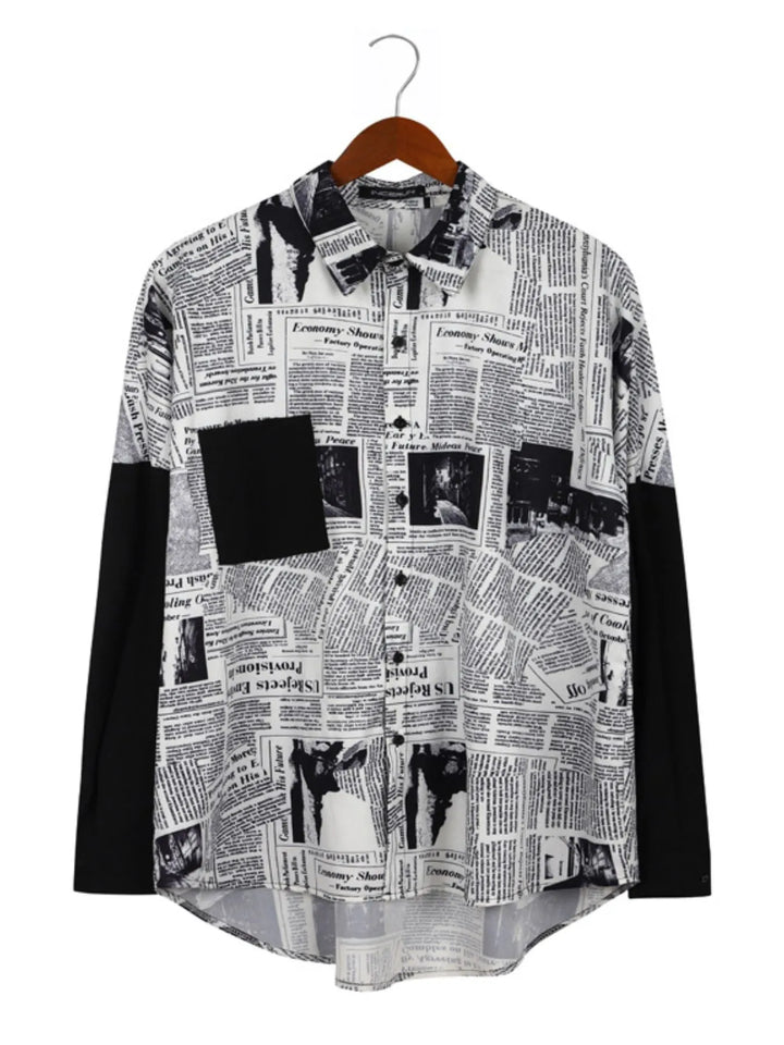 Men's Full Size Contrast Sleeve Button-Up Shirt Plus Size