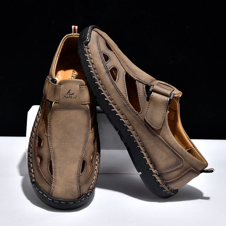 Breathable Hand-Sewn Mens Closed-Toe Sandals