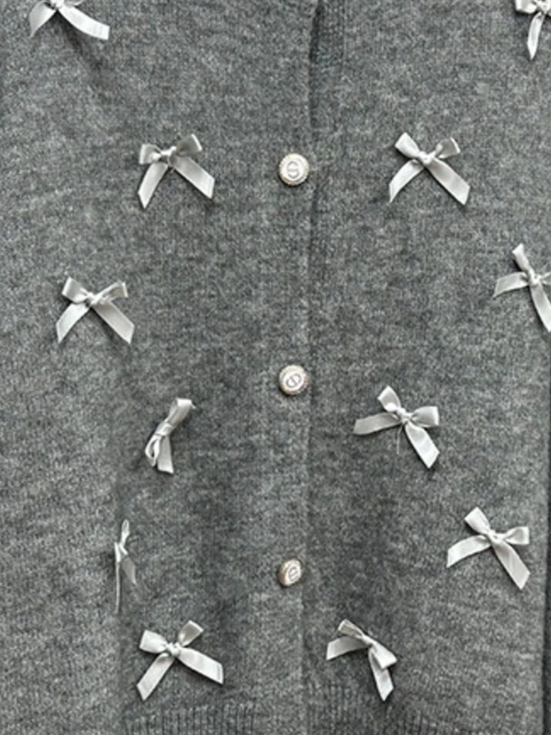 Bow Button Up Long Sleeve Cardigan