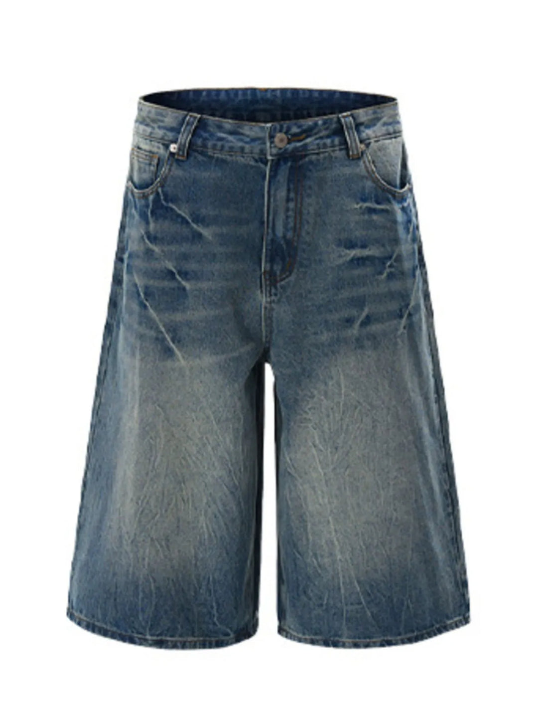 Men's Wide Leg Washed Denim Shorts