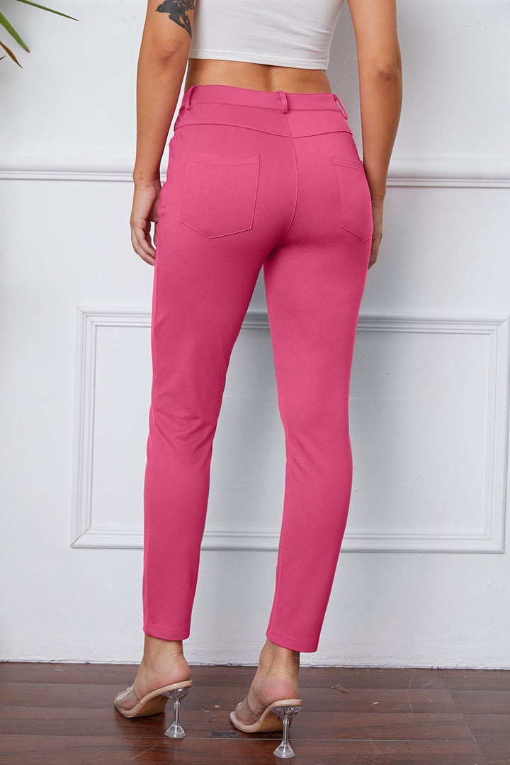 High Waist Stretchy Rayon Blend Pants
