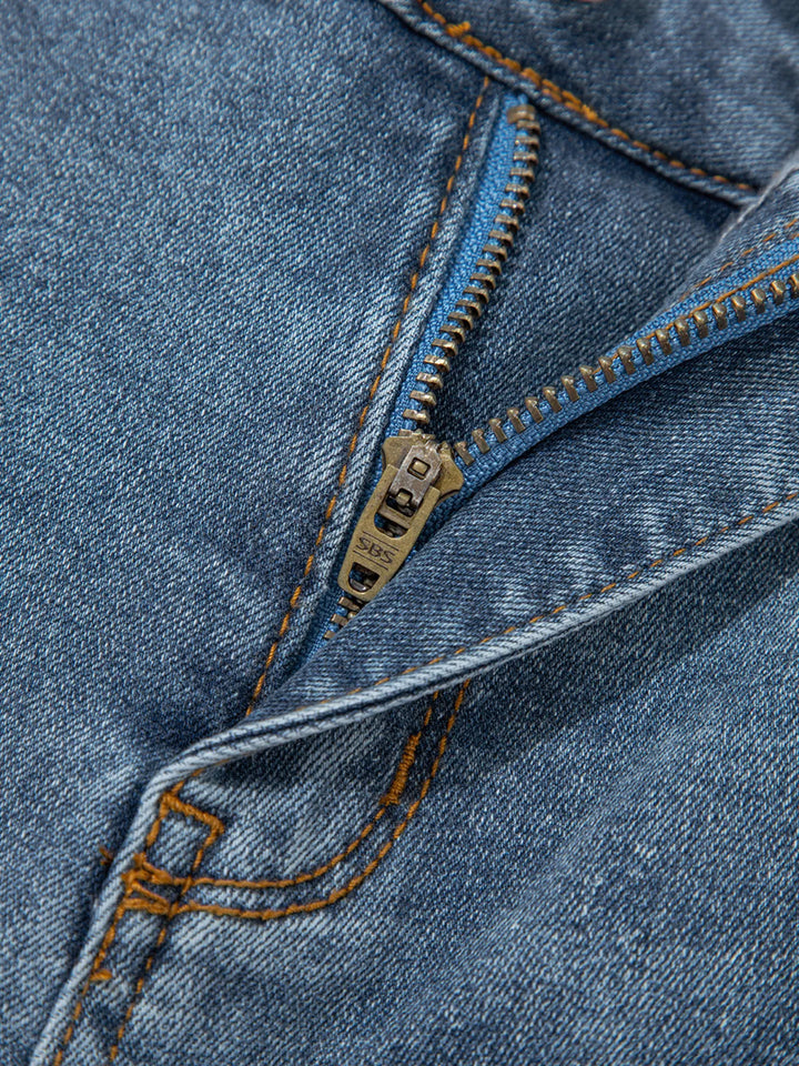 High-Waisted Flare Jeans with Seam Detail