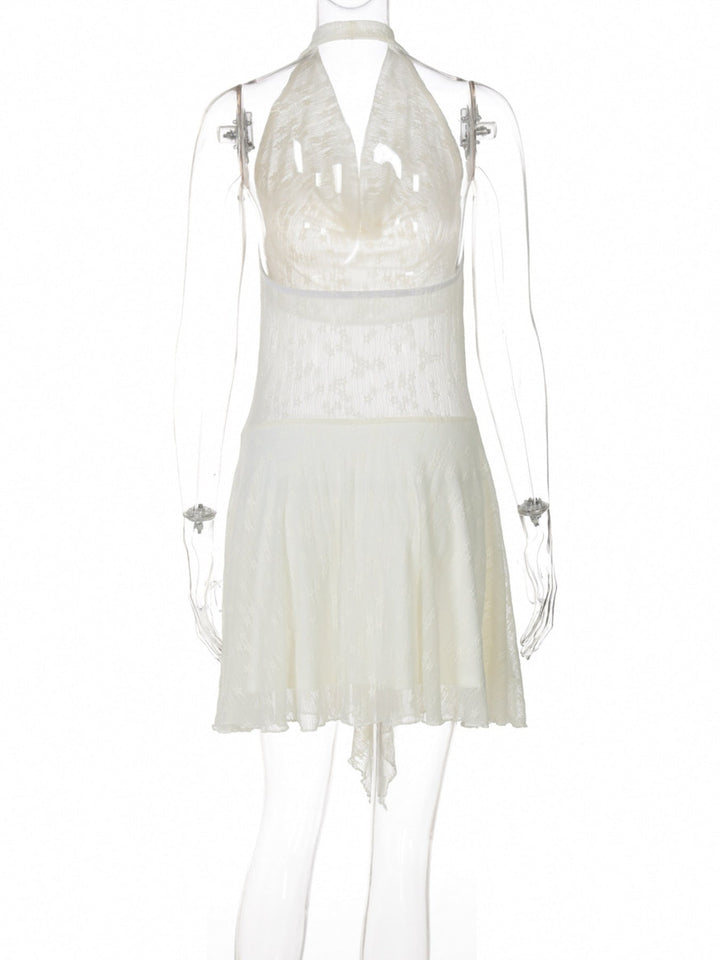Halter Neck Asymmetrical Hem Mini Dress