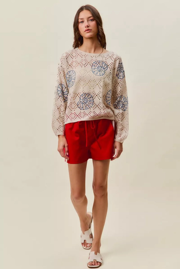 SO ME Seashell Lightweight Sweater Top