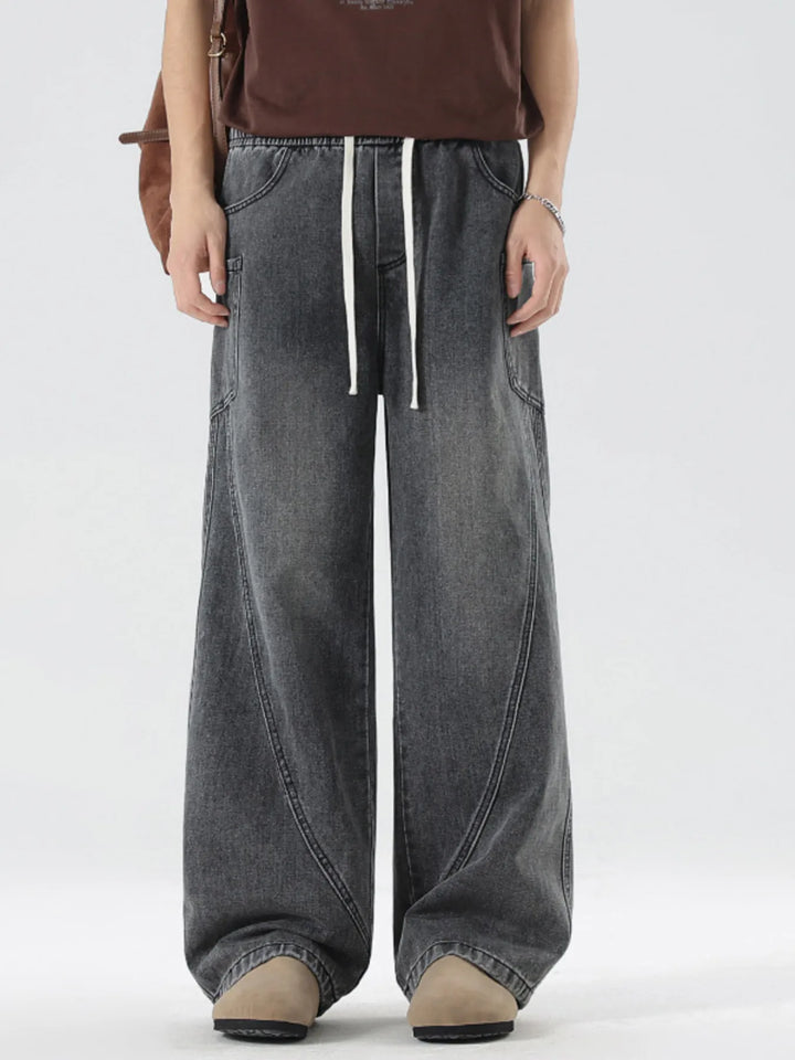 Men's Full Size Wide Leg Wash Denim Jeans Plus Size