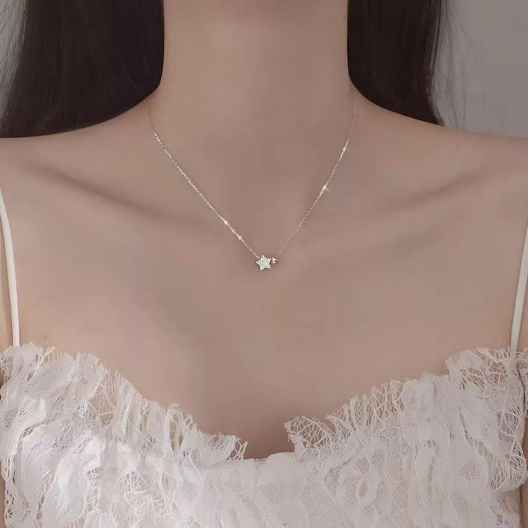 925 Sterling Silver Star Heart Necklace