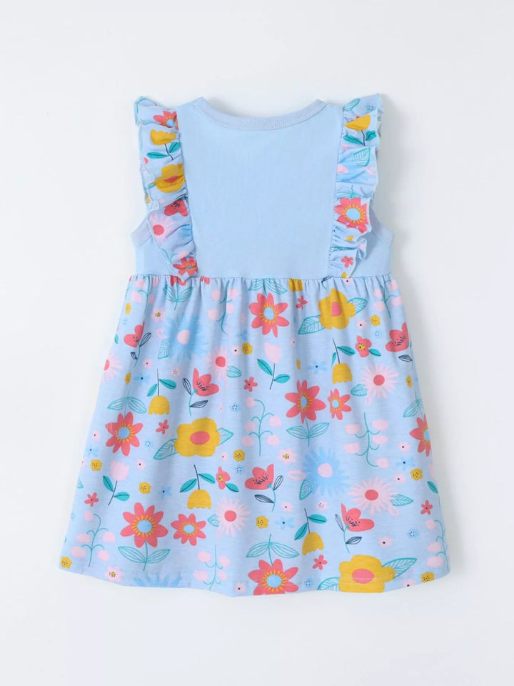 Children's Ruffled Floral Print Dress