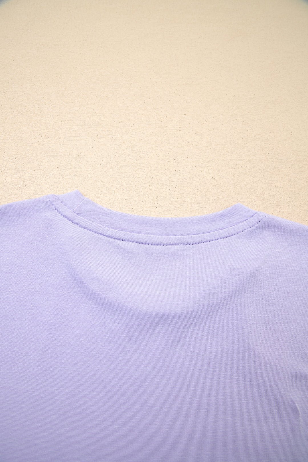 Orchid Petal Casual Plain Crew Neck Tee