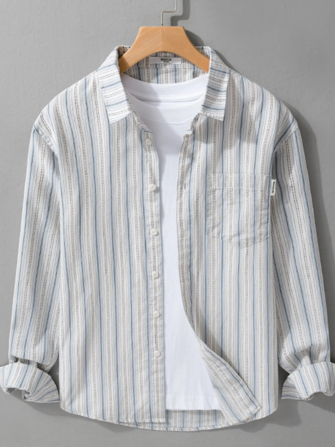 Men's Plus Size Striped Button Up Long Sleeve Shirt