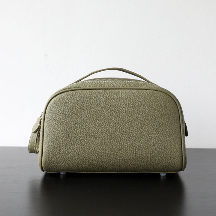 New Arrival Genuine Leather Portable Travel Toiletry Bag, Womens Cosmetic Case