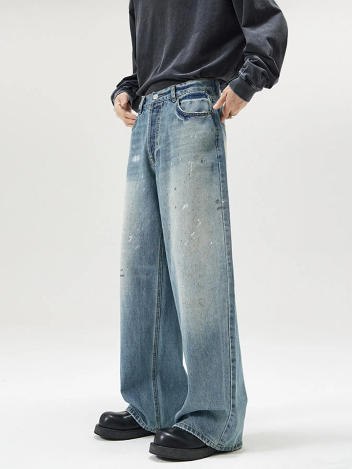 Men's Vintage Washed Wide Leg Jeans