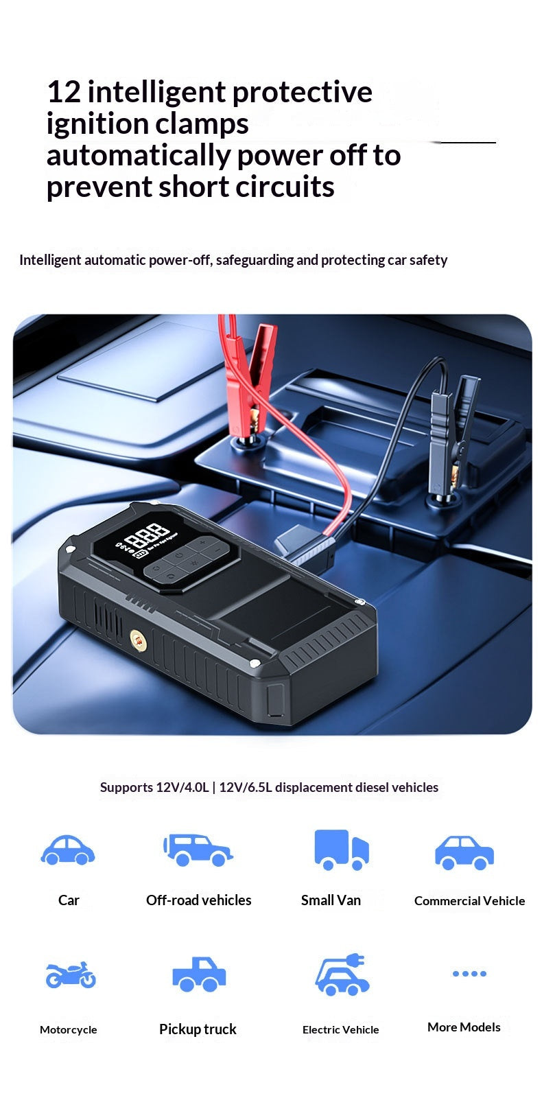 12V Car   Starter With Air Compressor, Portable Car Battery Booster Pack, Emergency Battery  Box Auto Tire Inflator All-in-One
