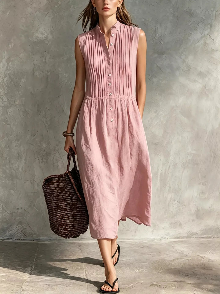 Full Size Sleeveless Button Front Midi Dress Plus Size