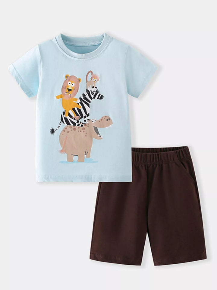 Children's Animal Short Sleeve Tee and Shorts Set