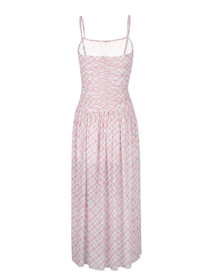Plaid Spaghetti Strap Maxi Dress