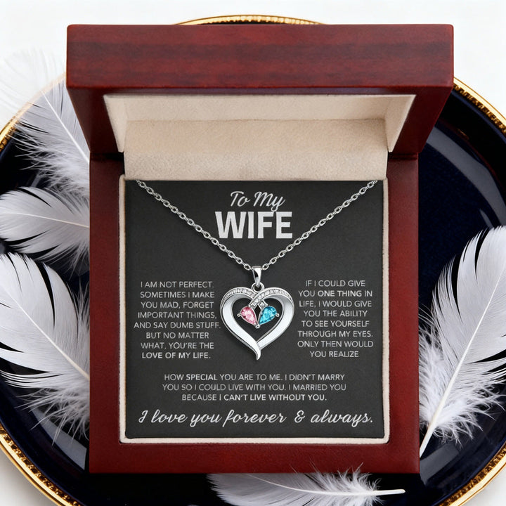 Two-tone Teardrop Heart Pendant Necklace