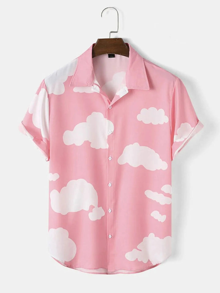 Men's Full Size Printed Button Up Short Sleeve Shirt Plus Size