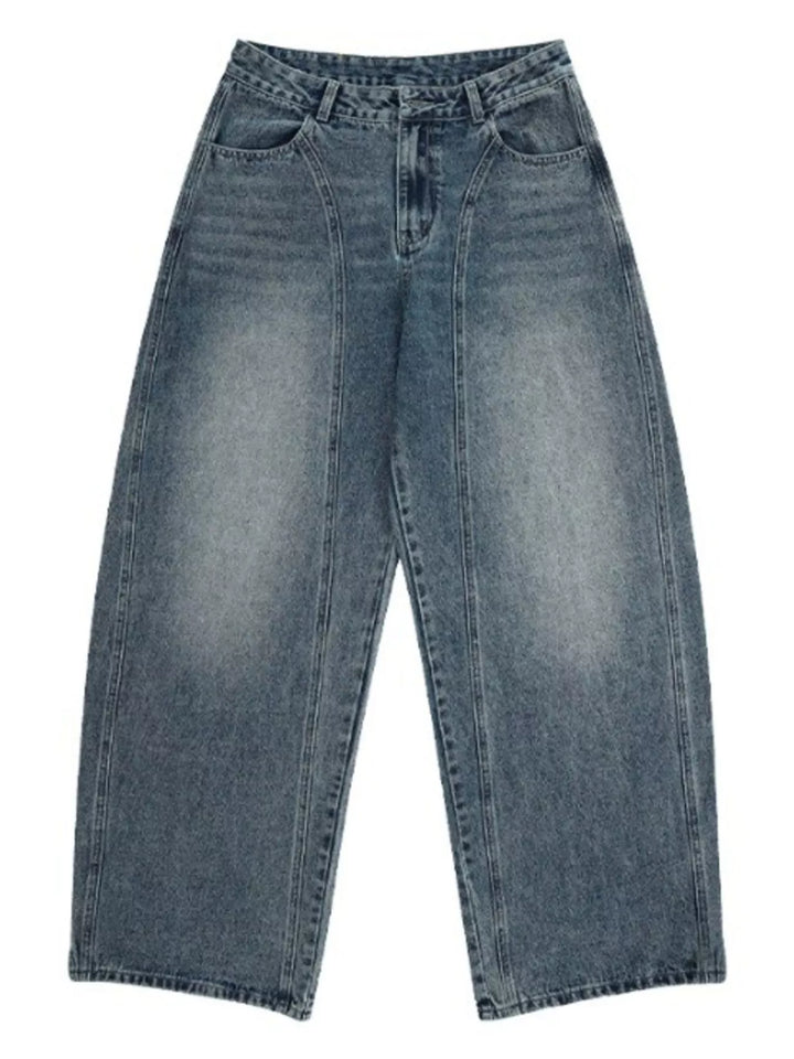 Men's Wide Leg Washed Jeans