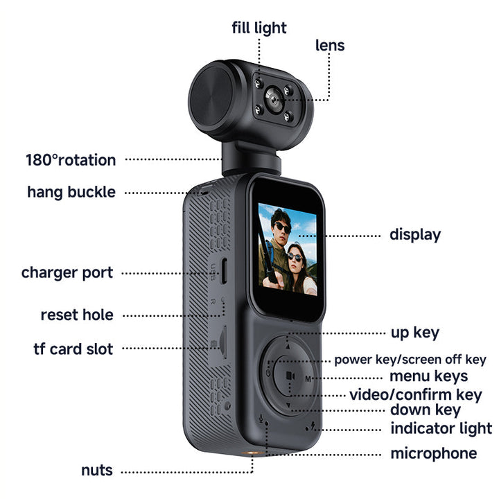 Panoramic Sports Camera Handheld DV Outdoor HD 4K Dual Lens Cycling Recorder Camera