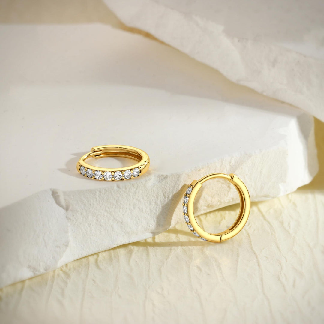Womens Brass Earrings Set With Silver Needles And Real Gold Plating