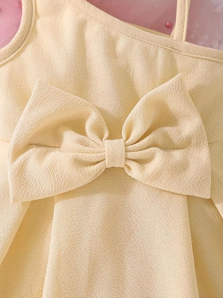 Children's Bow Asymmetrical Shoulder Dress