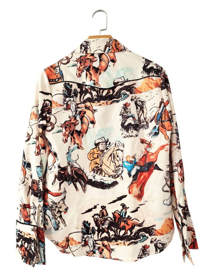 Printed Button Up Long Sleeve Shirt