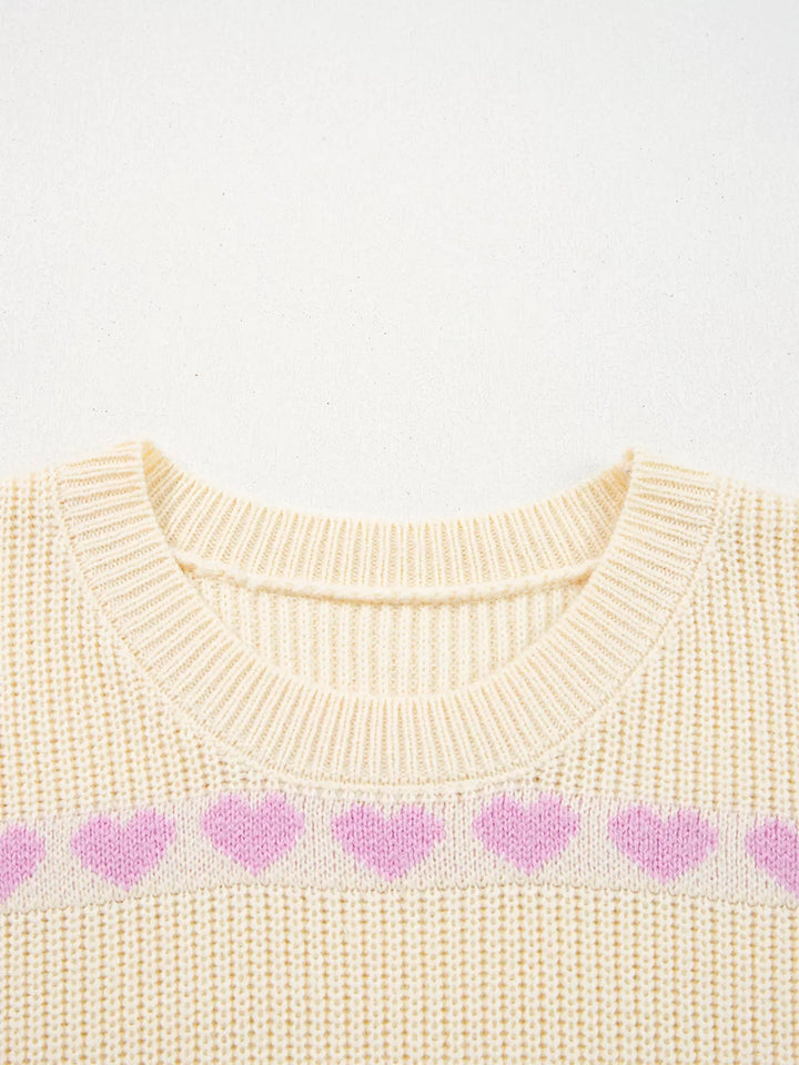 Heart Pattern Valentine Ribbed Knit Sweater