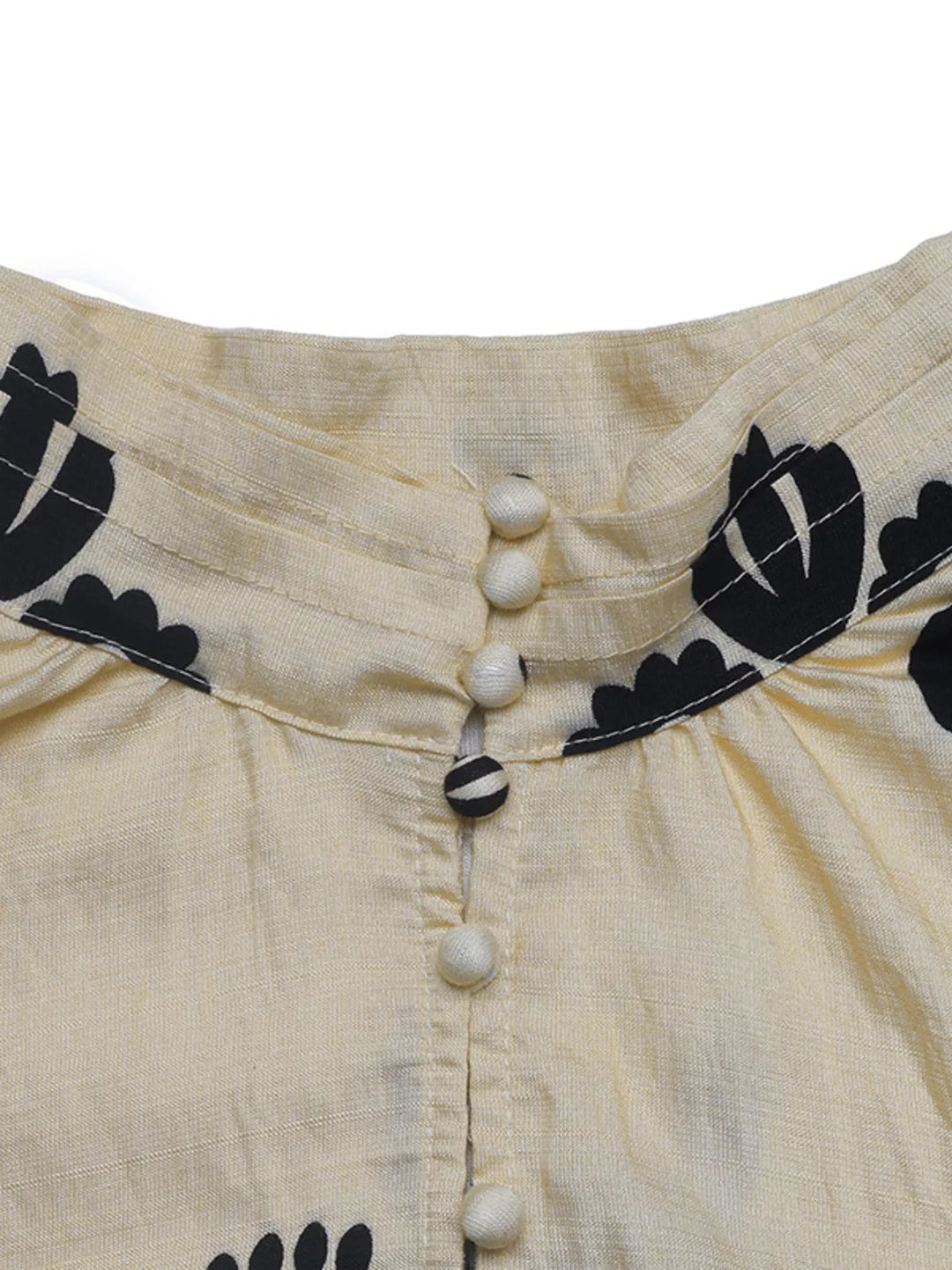 Printed Notched Lantern Sleeve Blouse