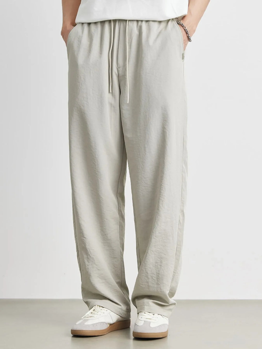 Men's Casual Drawstring Wide Leg Pants