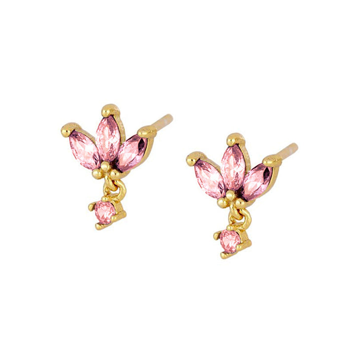 S925 Silver Needle Stud Earrings With Zircon Butterfly Design