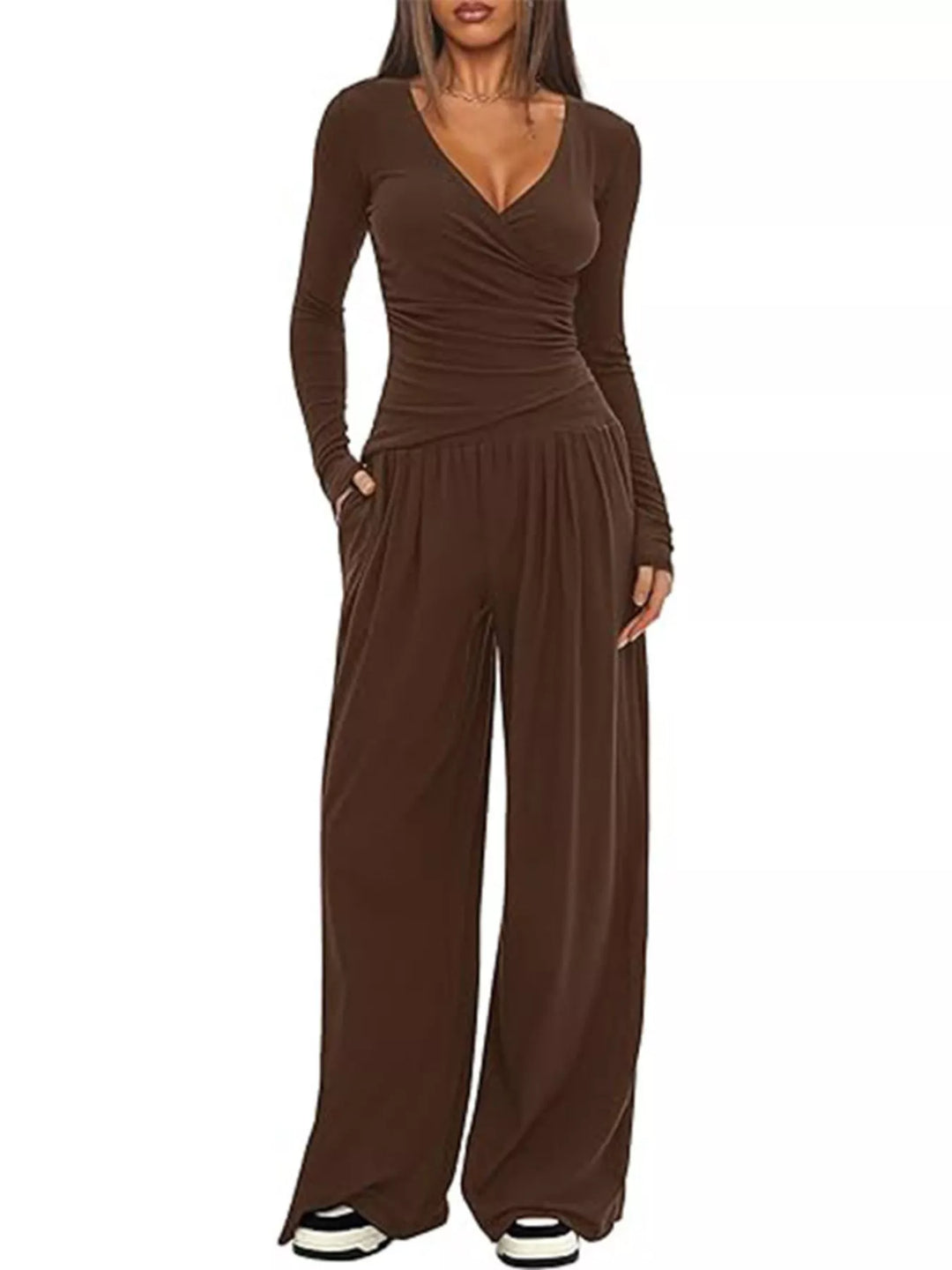 Casual Long Sleeve Top and Pants Two-Piece Set
