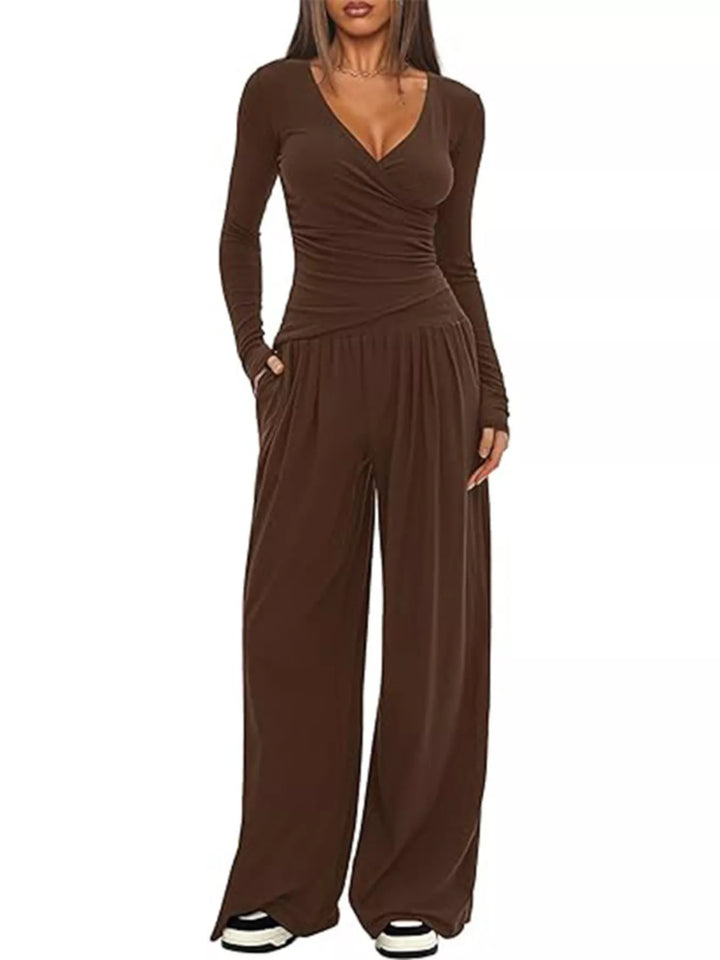 Casual Long Sleeve Top and Pants Two-Piece Set