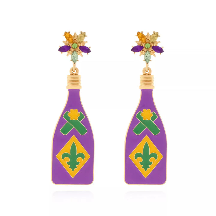 Mardi Gras Bottle Dangle Earrings