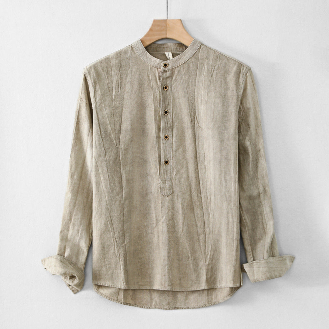 New Mens Ramie Minimalist Casual Shirt