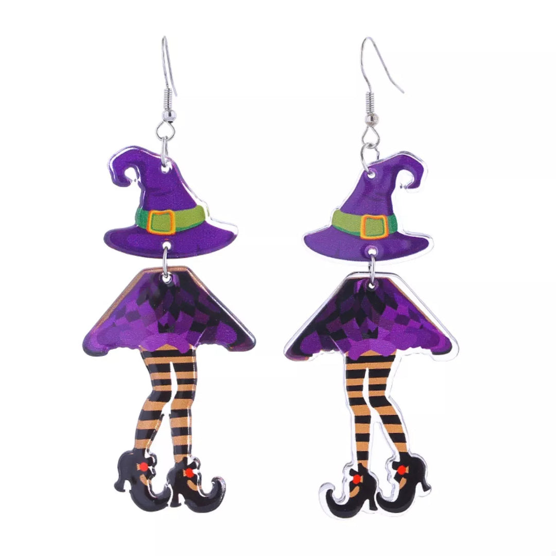 Halloween Witch Hat and Legs Dangle Earrings