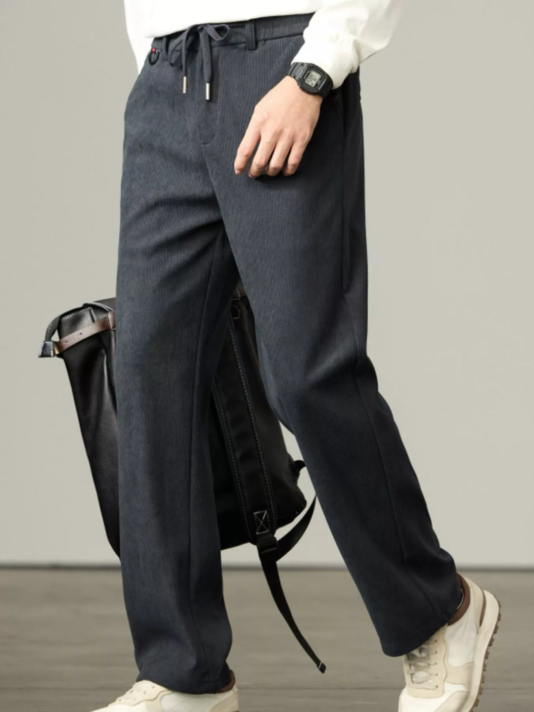 Men's Plus Size Straight-Leg Drawstring Pants