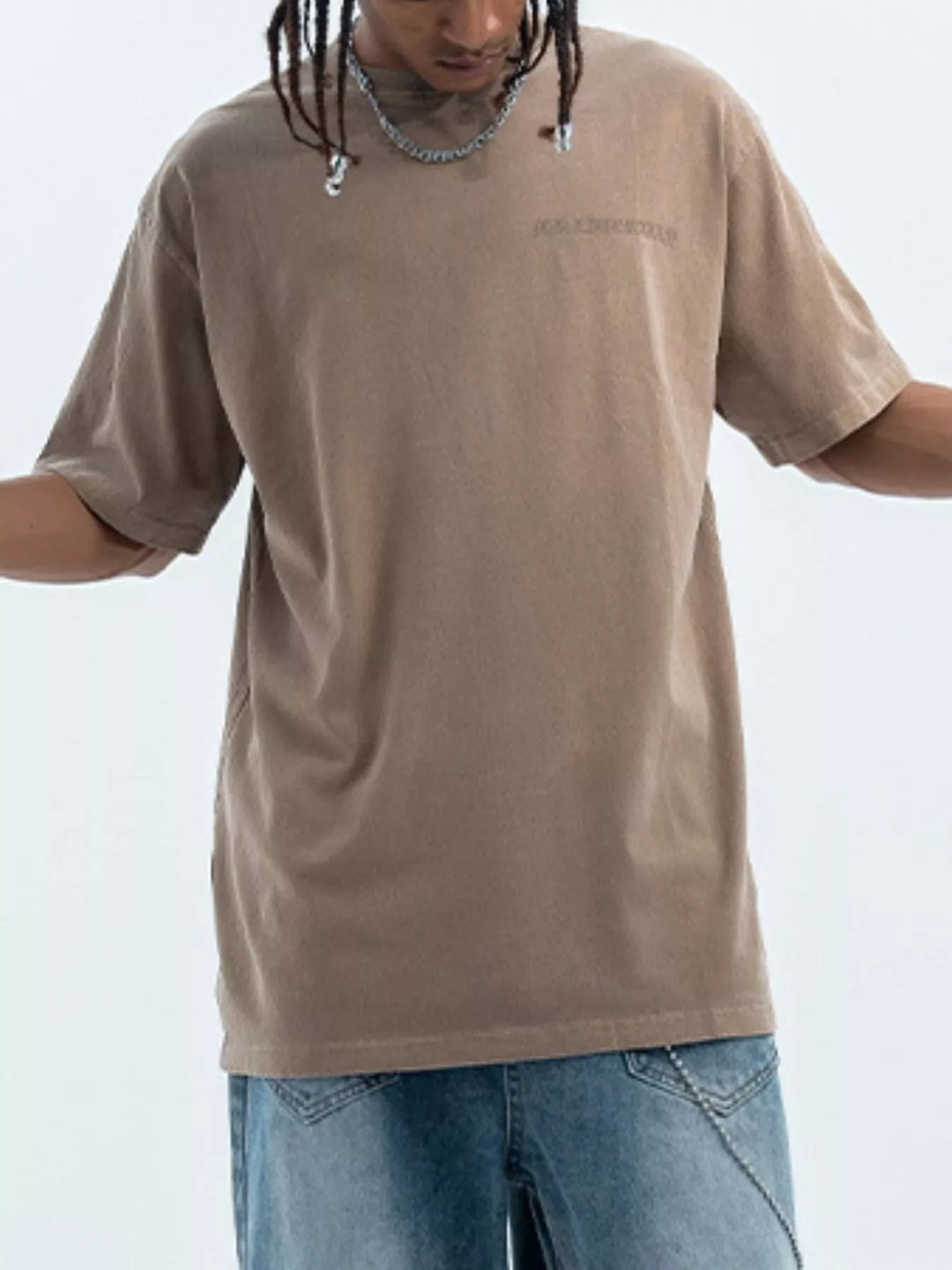 Men's Letter Round Neck Short Sleeve T-Shirt