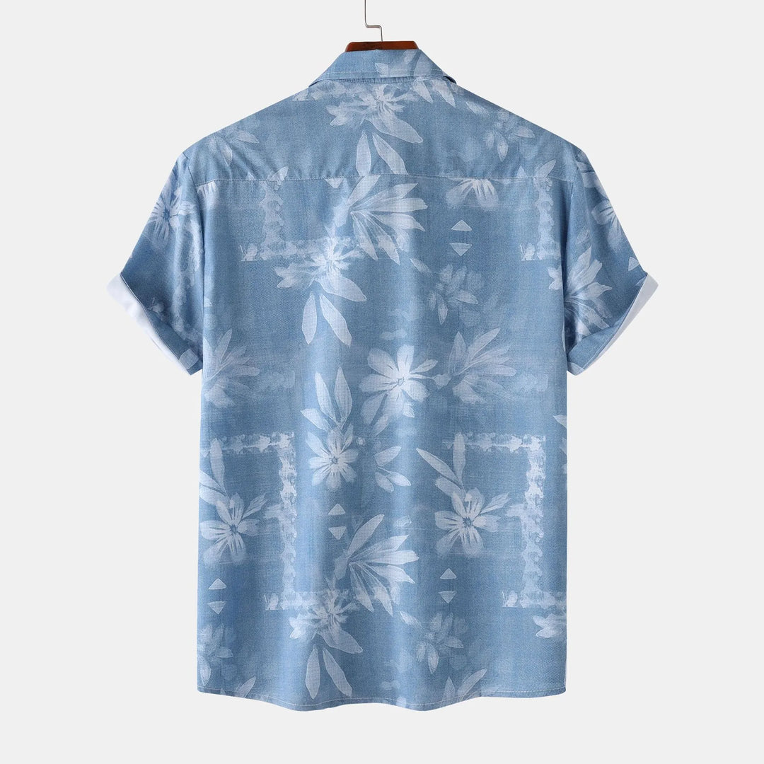 Men's Printed Button Up Short Sleeve Shirt