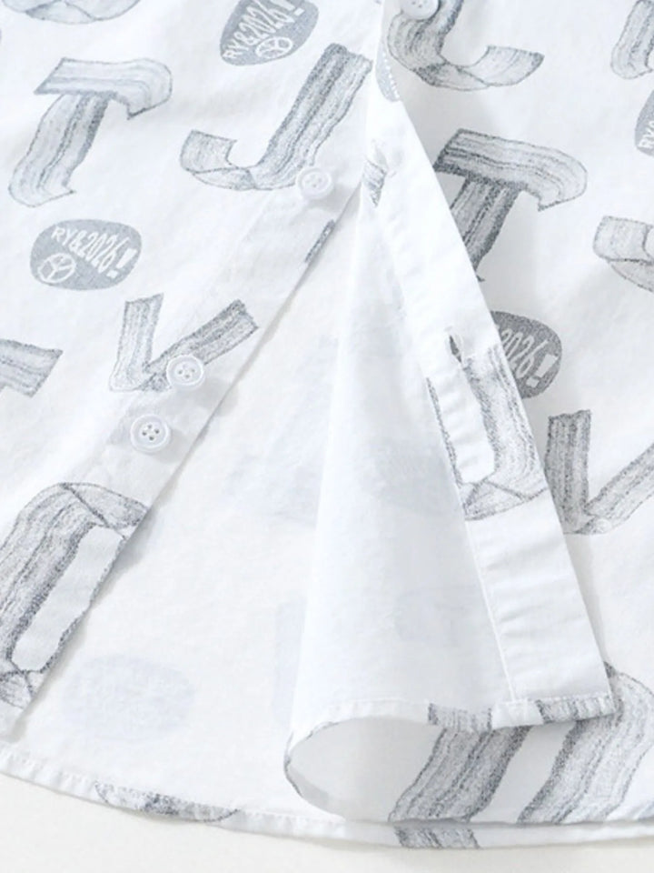 Men's Plus Size Printed Button Up Short Sleeve Shirt