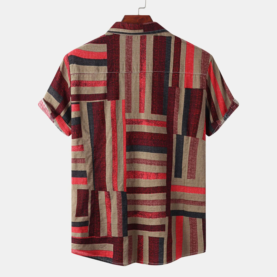 Men's Plus Size Geometric Print Short Sleeve Casual Shirt