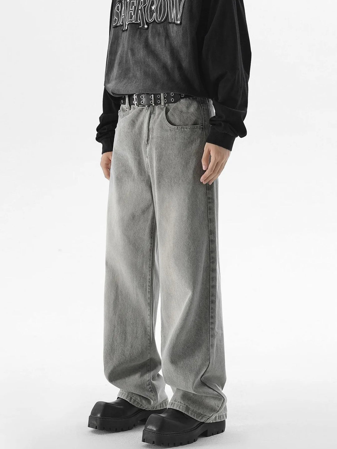 Men's Vintage Wash Wide Leg Jeans