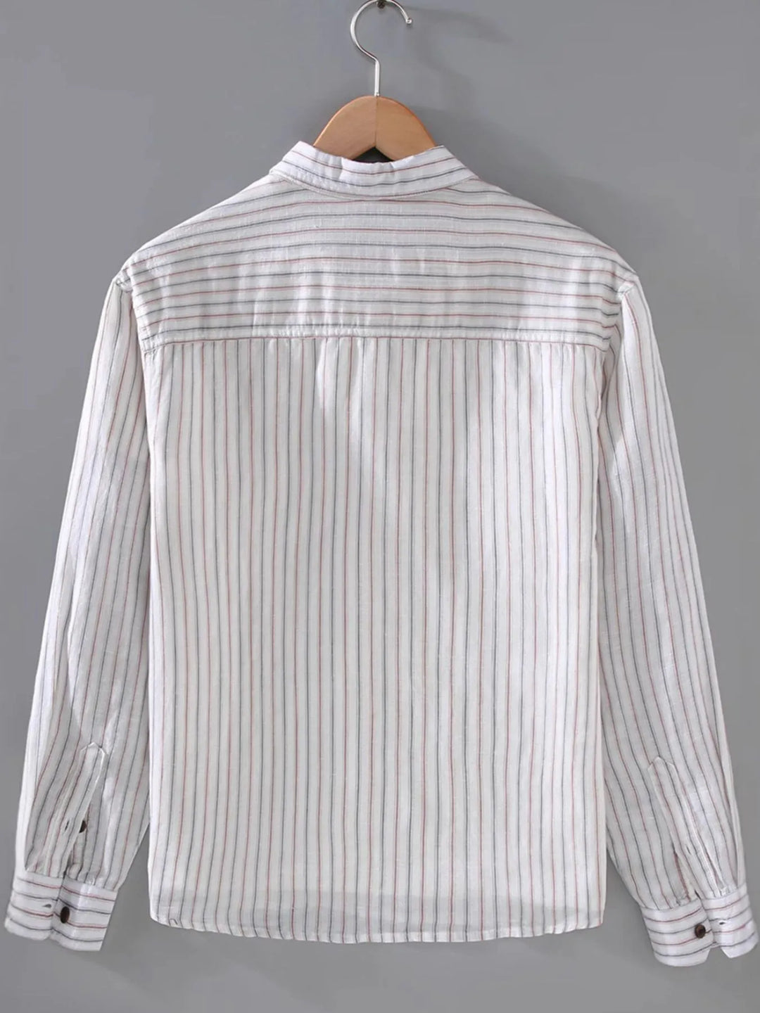 Men's Plus Size Striped Button-Up Shirt with Chest Pocket