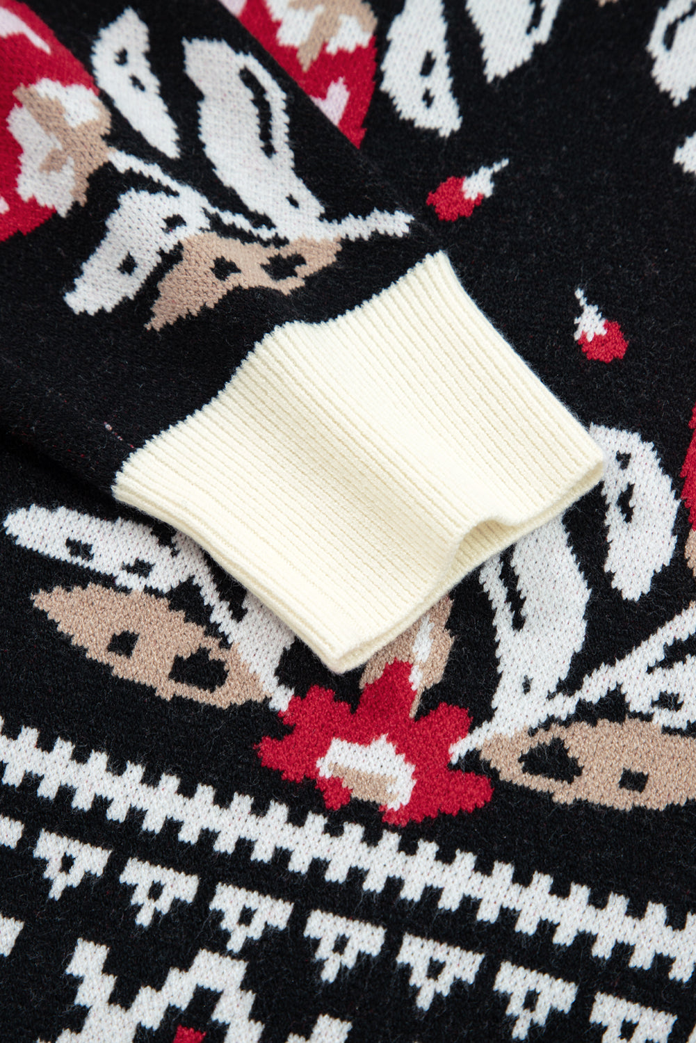 Black Floral Print Buttoned Front V Neck Knit Cardigan