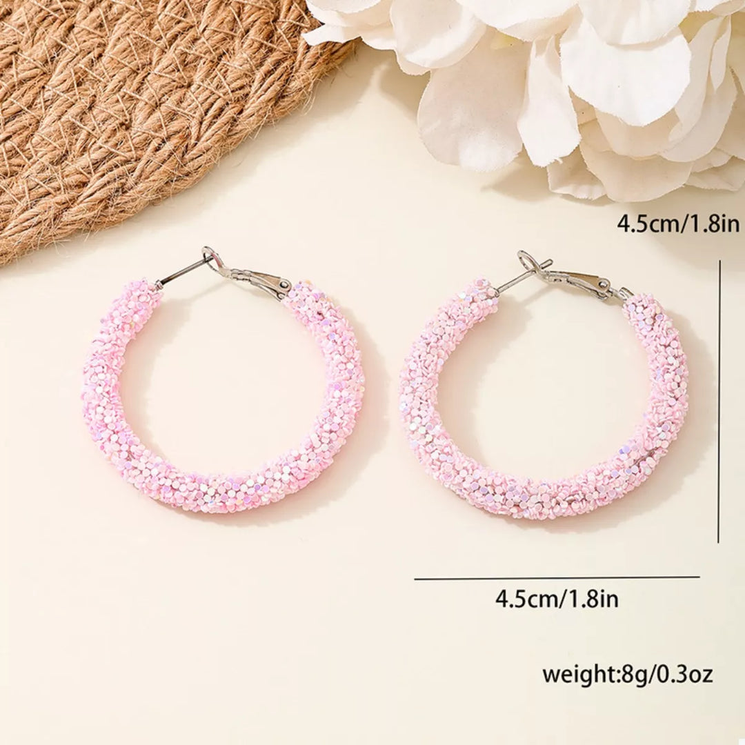 Sparkling Alloy Hoop Earrings